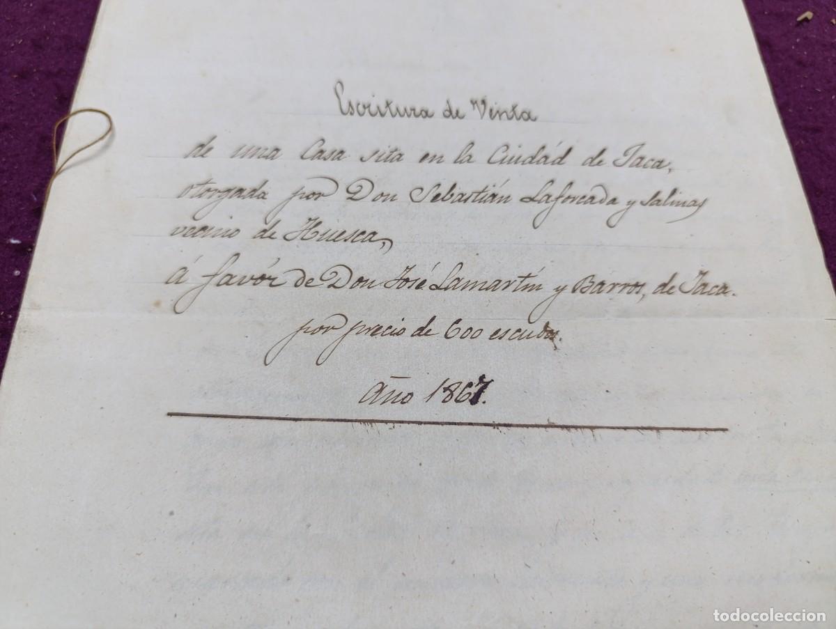 Manuscrits anciens: 1867, Antiguo Documento Manuscrito, Jaca, Venta de una Casa