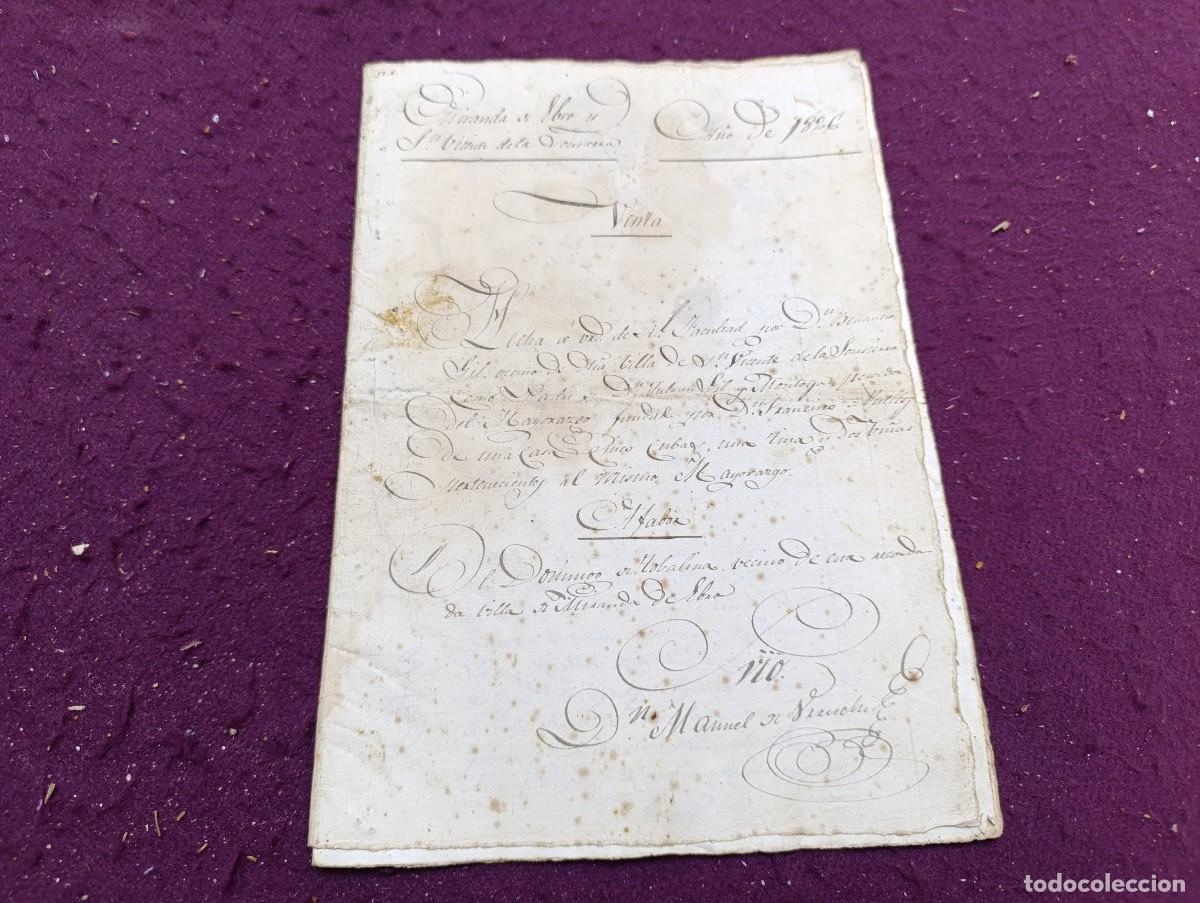 Manuscritos antiguos: 1826, Antiguo Documento Manuscrito, Miranda de Ebro, Compraventa, impresionante caligraf&iacute;a