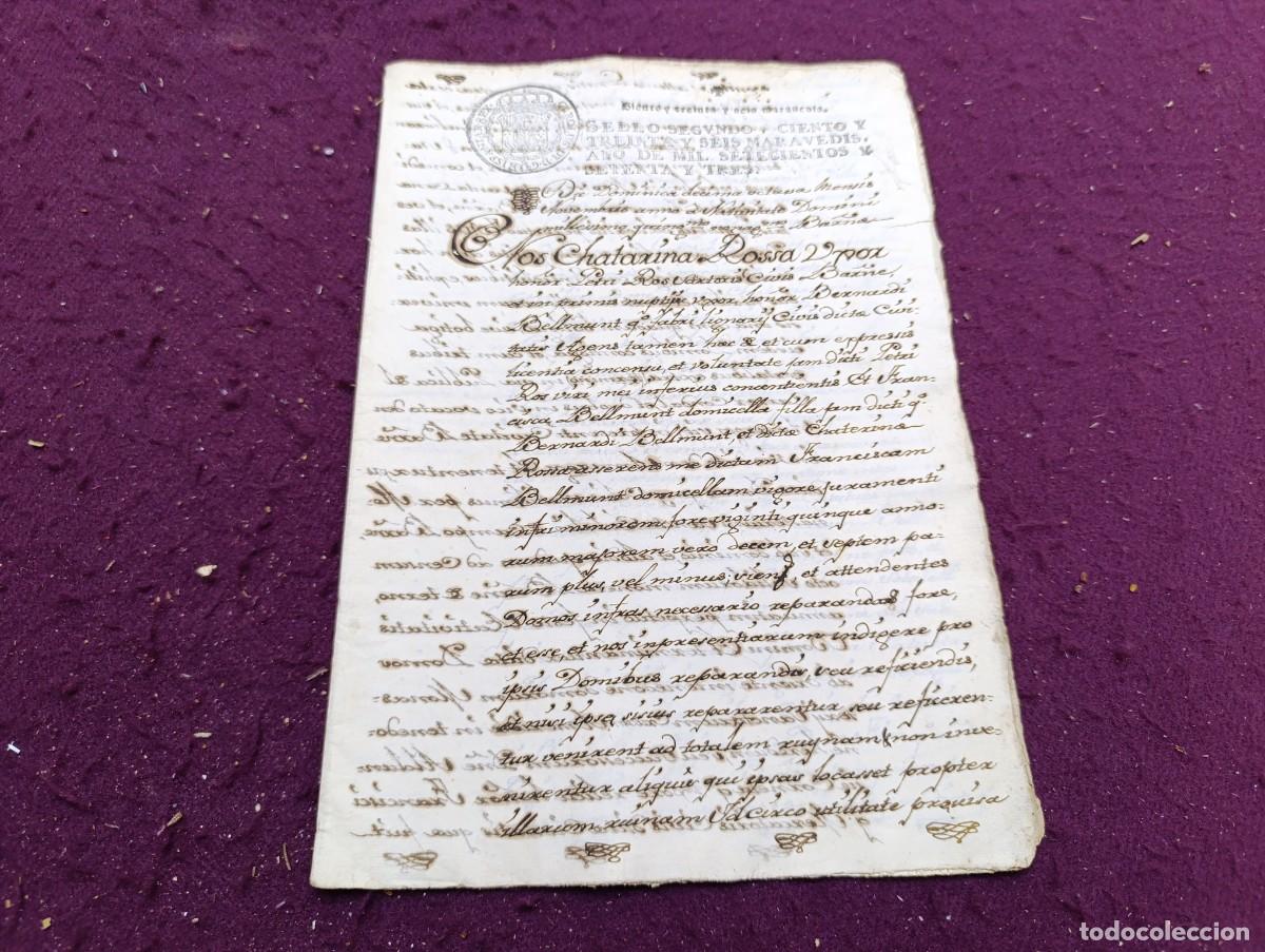 Manuscritos antiguos: 1773, Antiguo Documento Manuscrito, en Lat&iacute;n, arrendamiento de tierras