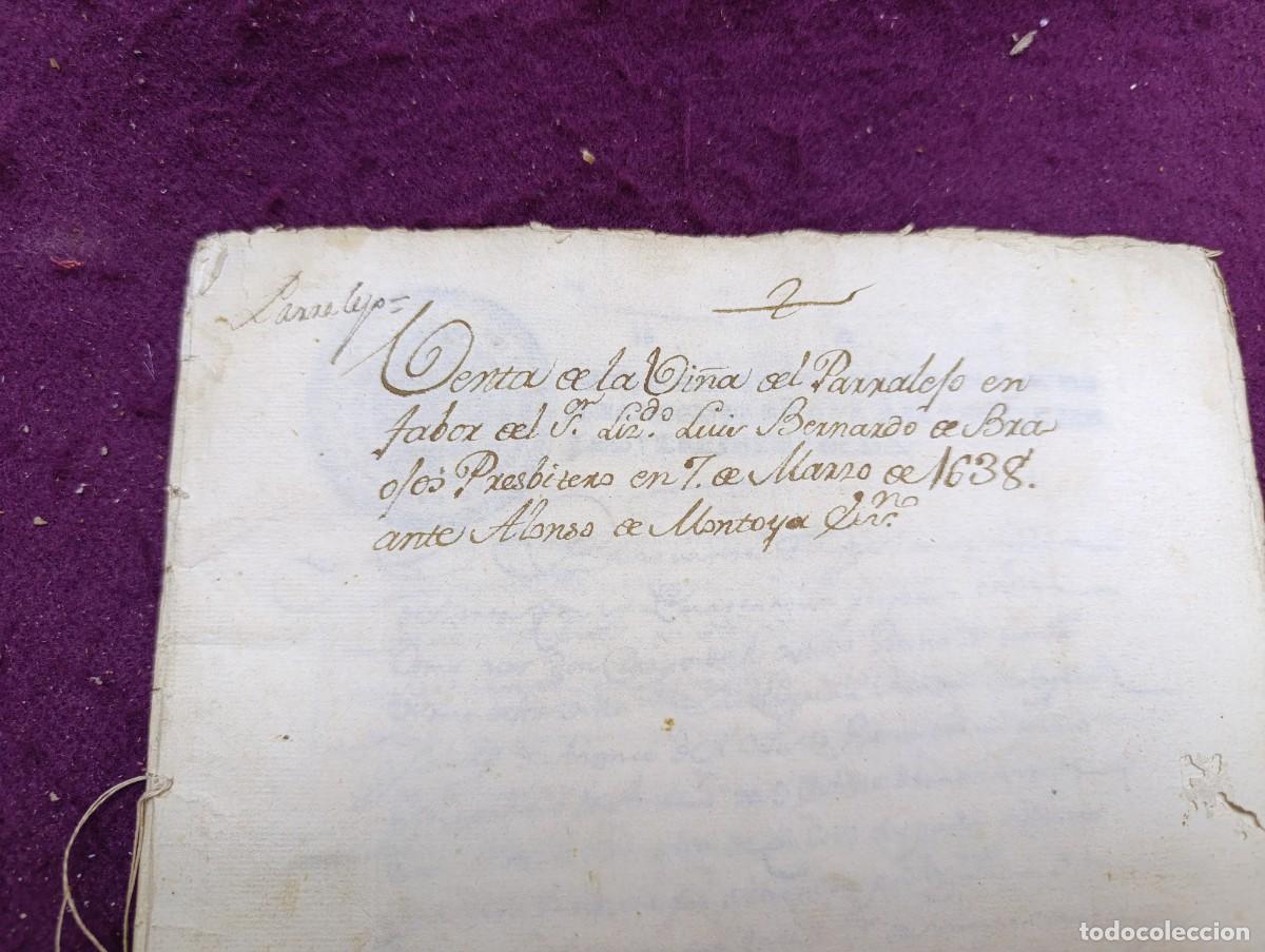 Manuscritos antigos: 1638, Antiguo Documento Manuscrito, &iquest;Antequera, M&aacute;laga? Venta de Vi&ntilde;a