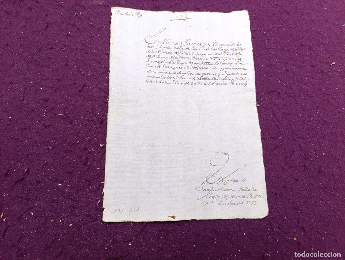 Alte Manuskripte: 1763, Antiguo Documento Manuscrito, Barcelona, en catal&aacute;n