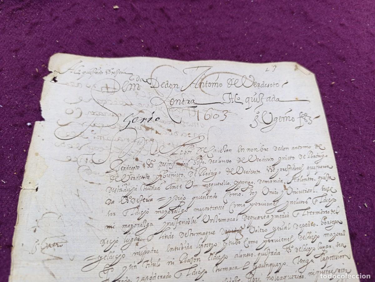 Alte Manuskripte: 1603, Antiguo Documento Manuscrito, Valladolid, demanda judicial o similar