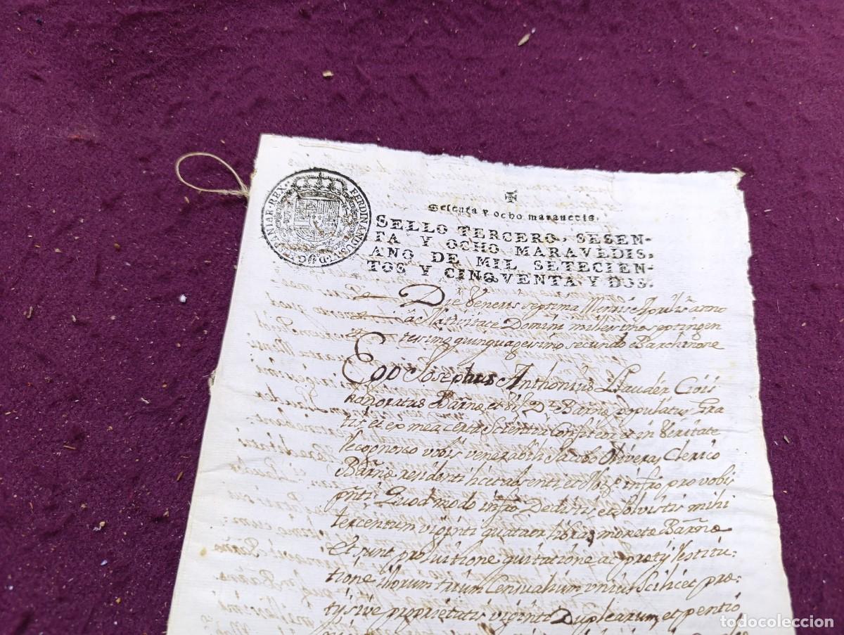 Manuscrits anciens: 1752, Antiguo Documento Manuscrito, Barcelona, Escritura de reconocimiento de deuda o resarcimiento