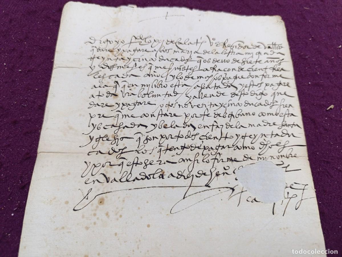 Alte Manuskripte: 1622, Antiguo Documento Manuscrito, Valladolid, cl&aacute;usula de cierre, extraordinaria caligraf&iacute;a