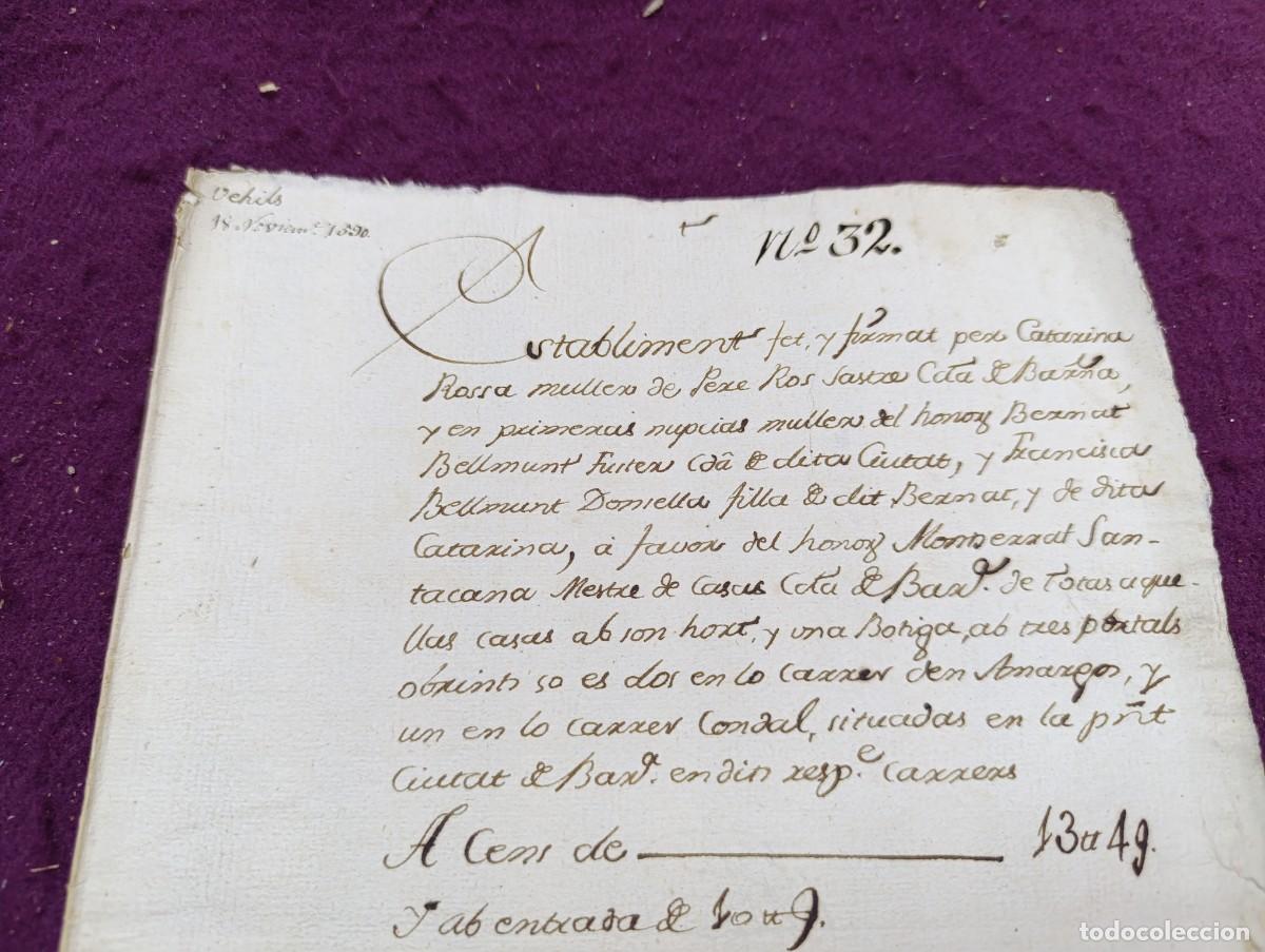 Manuscrits anciens: 1590, Antiguo Documento Manuscrito, Barcelona, Establecimiento Enfit&eacute;utico, en catal&aacute;n