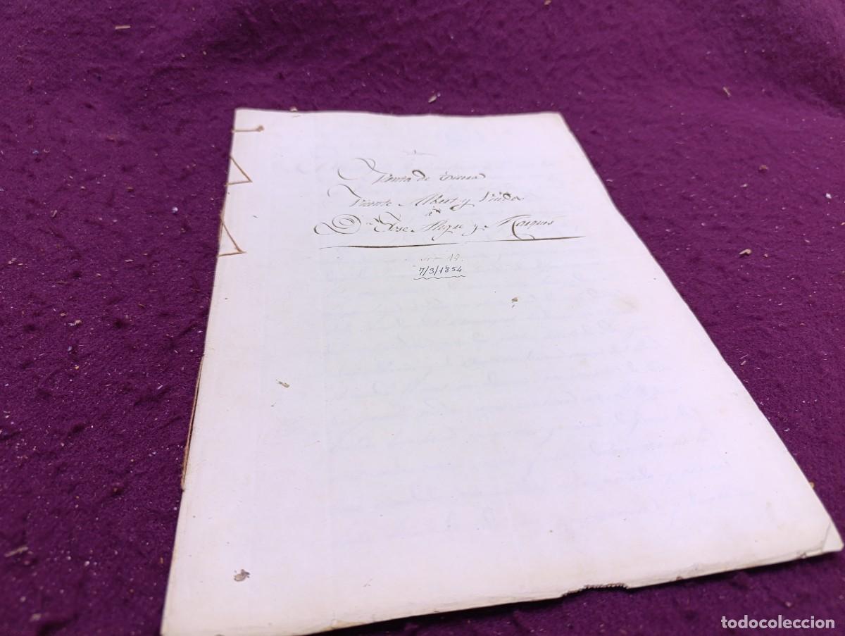 Manuscrits anciens: 1854, Antiguo Documento Manuscrito, Carcagente, Valencia, venta de tierras