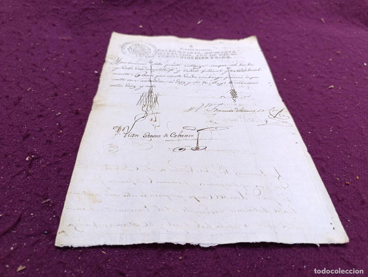 Alte Manuskripte: 1818, Antiguo Documento Manuscrito, Santander, testimonio notaria de validaci&oacute;n