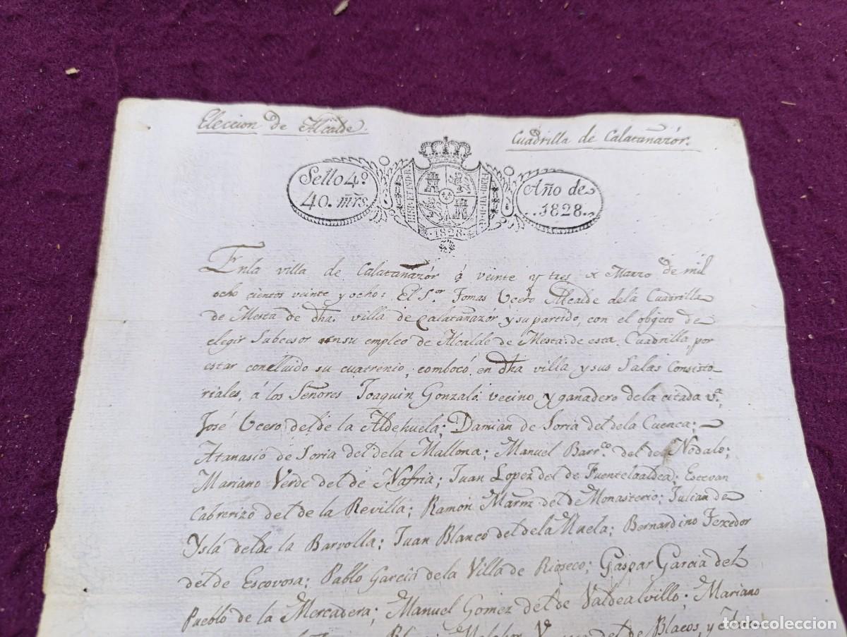 Manuscritos antiguos: 1828, Antiguo Documento Manuscrito, Calata&ntilde;azor, Soria, Elecci&oacute;n de alcalde