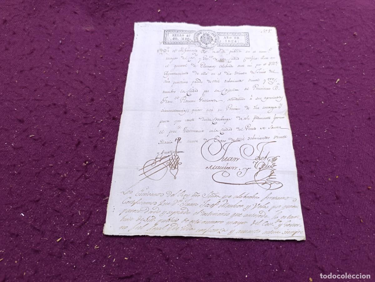 Manuscritos antiguos: 1824, Antiguo Documento Manuscrito, Puerto de Santa Mar&iacute;a, nombramiento de cargo eclesi&aacute;stico