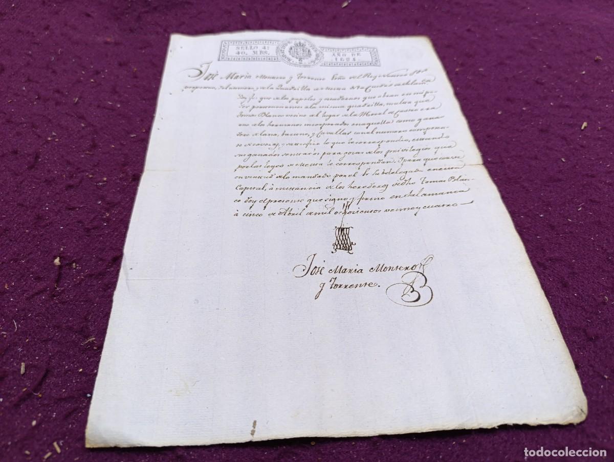 Manuscritos antiguos: 1824, Antiguo Documento Manuscrito, La Mesta, Soria, certificaci&oacute;n notarial