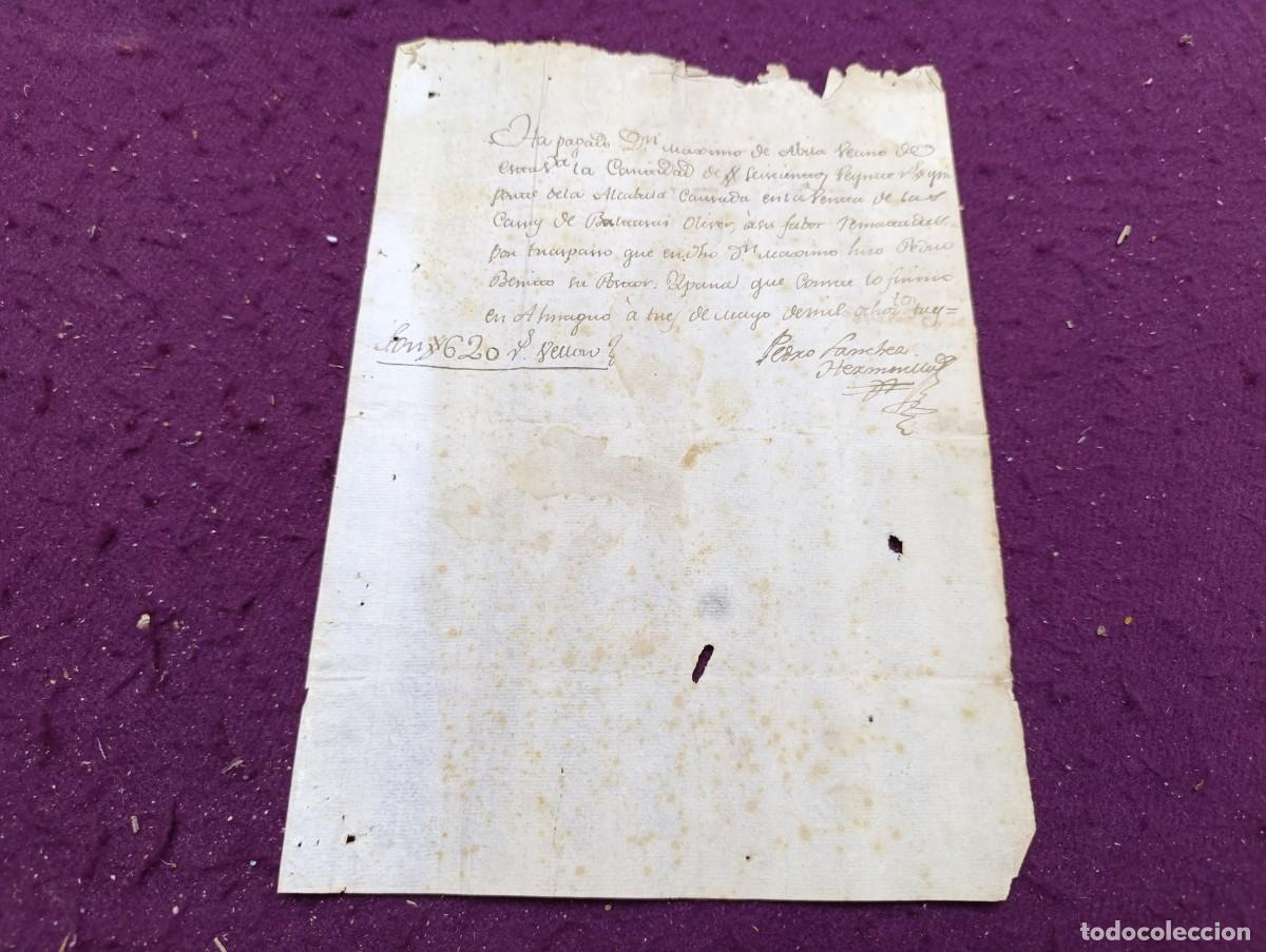 Manuscritos antiguos: 1803, Antiguo Documento Manuscrito, Almagro, Ciudad Real, Recibo de pago