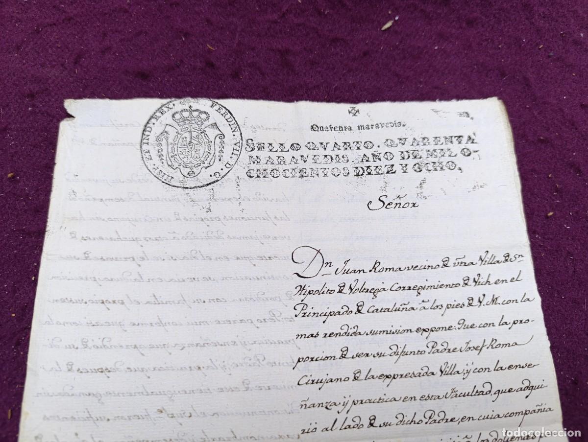 Manuscritos antiguos: 1818, Antiguo Documento Manuscrito, San Hip&oacute;lito Voltrega, memorial o similar