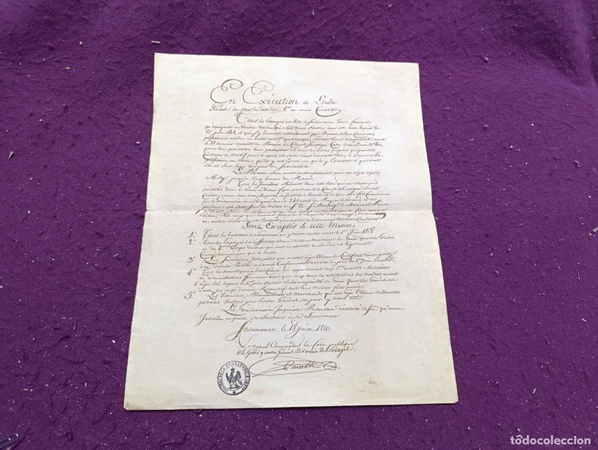 Manuscritos antiguos: Antiguo Bando, Salamanca, 1810, ej&eacute;rcito franc&eacute;s, facsimil