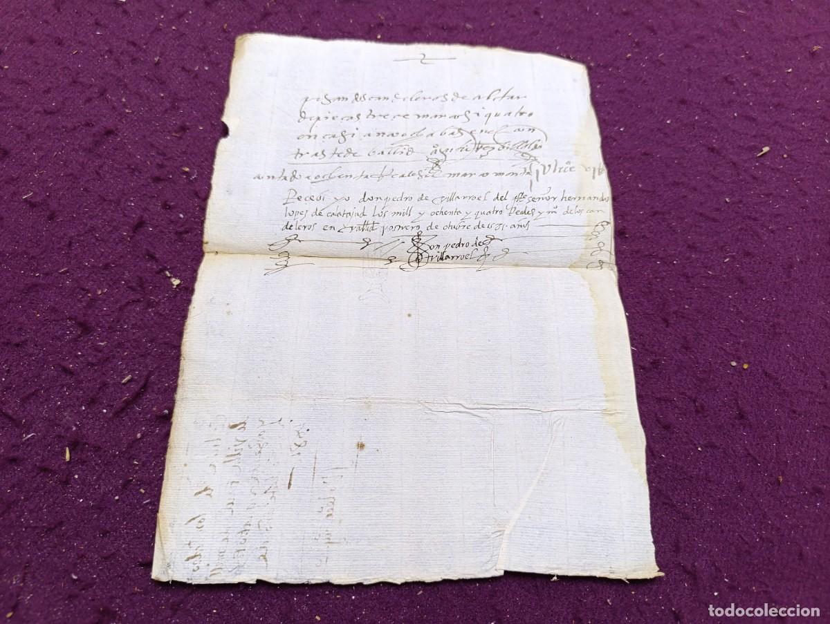Manuscritos antiguos: 1581, Antiguo Documento Manuscrito, Valladolid, carta de pago, asiento de cargo o similar