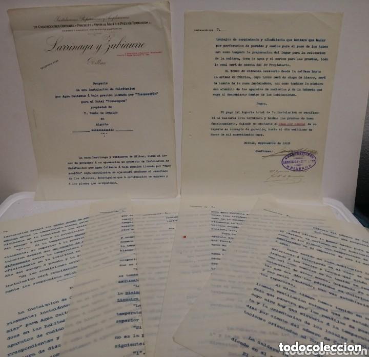 Manuscritos antiguos: Muy raro. Manuscrito Proyecto de Instalaci&oacute;n Thermosif&oacute;n para Hotel. Larrinaga y Zubiaurre. 1910