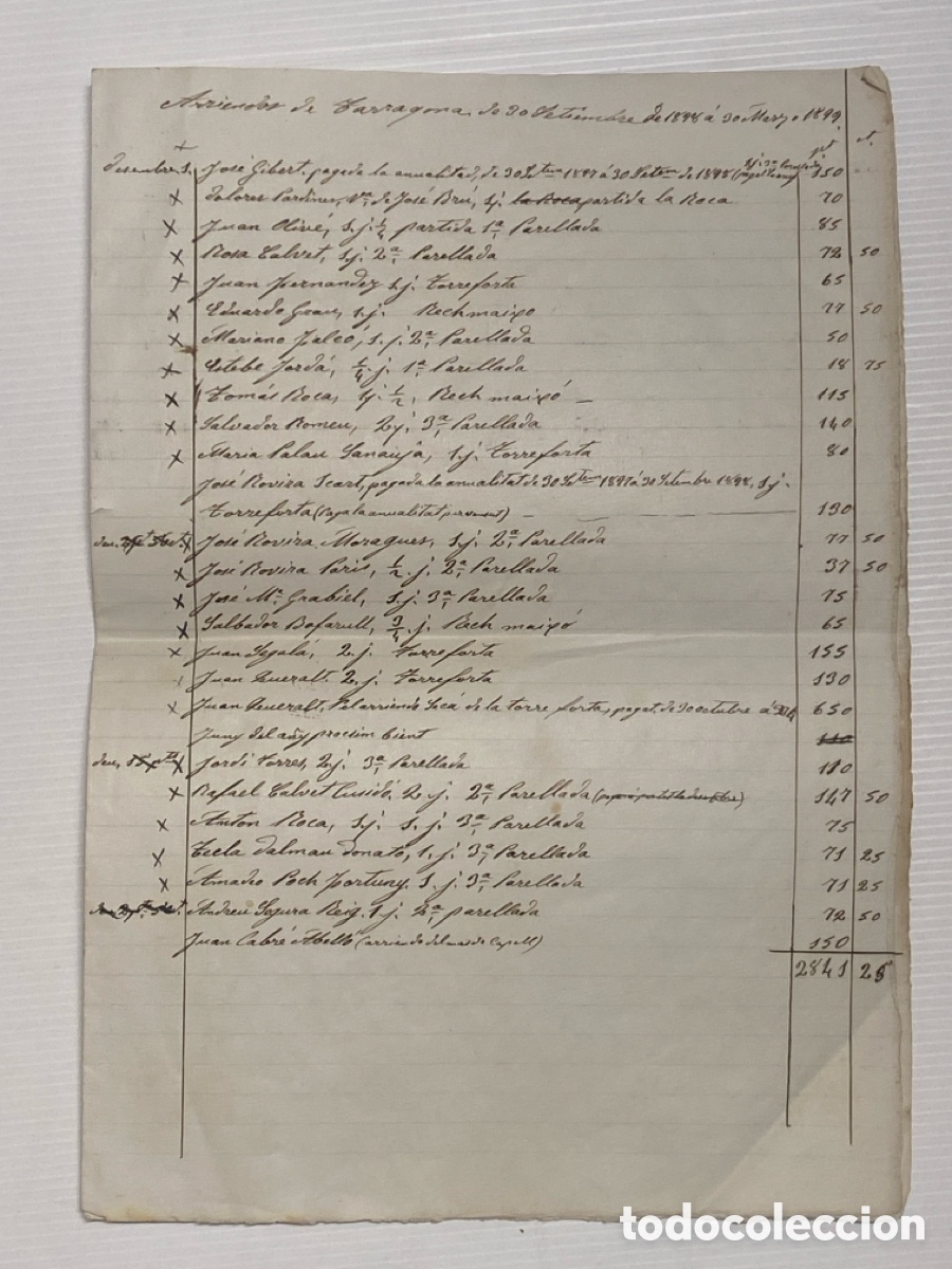 Manuscritos antiguos: Documento manuscrito Arriendo de Tarragona 1898 - 1899 - Torreforta - Parellada
