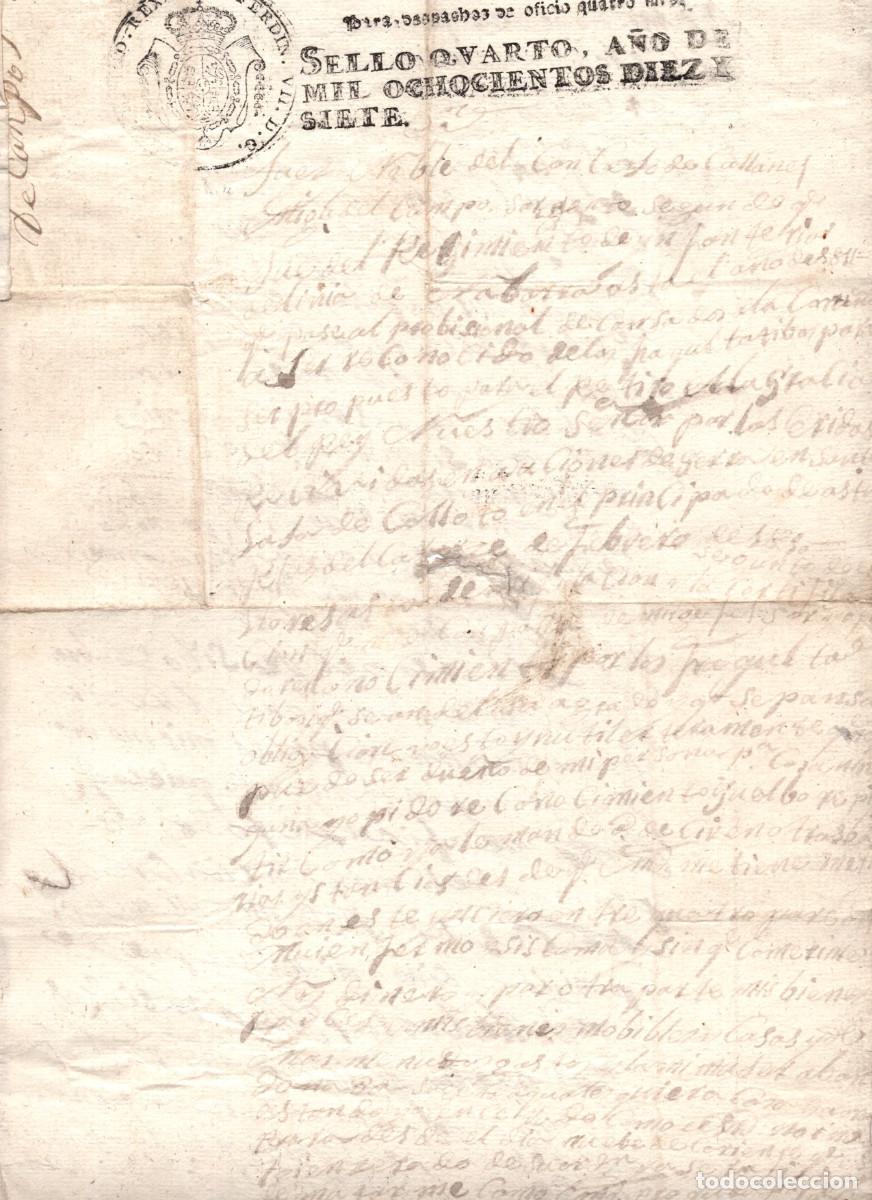 Manuscritos antiguos: PAPEL SELLADO ESPA&Ntilde;OL, SELLO QUARTO (CUARTO SELLO) DE 1817.