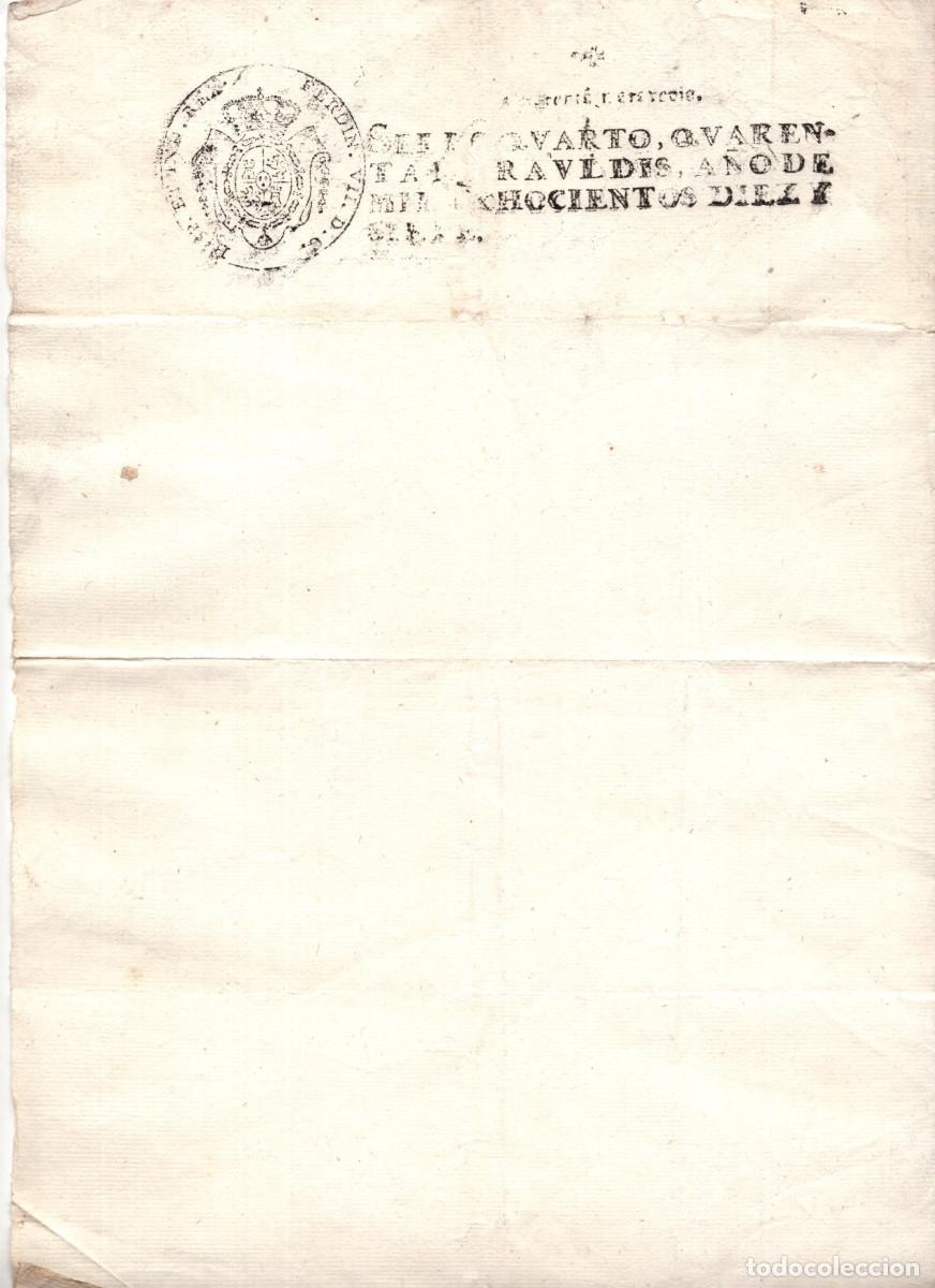 Manuscritos antiguos: PAPEL SELLADO SELLO QVARTO. QUARTO. CUARTO. 1810.