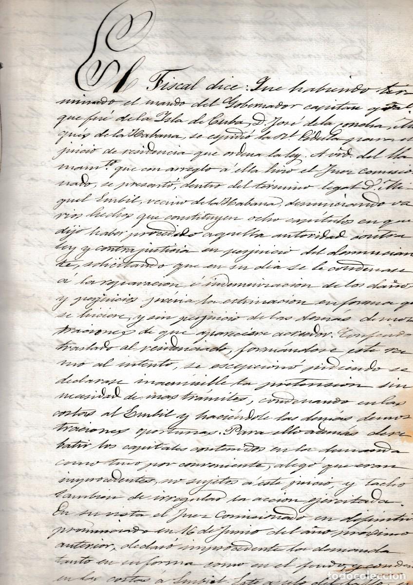 Manuscritos antiguos: 1861 LEYJAS JUICIO RESIDENCIA GOBERNADOR MILITAR HABANA DOCUME DEL FISCAL FERROCARRIL REGLA MATANZAS