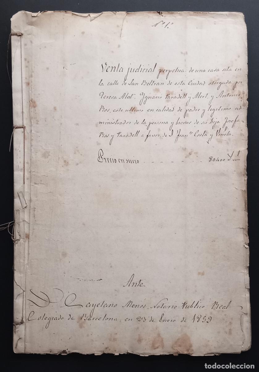 Manuscritos antiguos: DOCUMENTO DE VENTA JUDICIAL DE CASA EN BARCELONA EN 1859