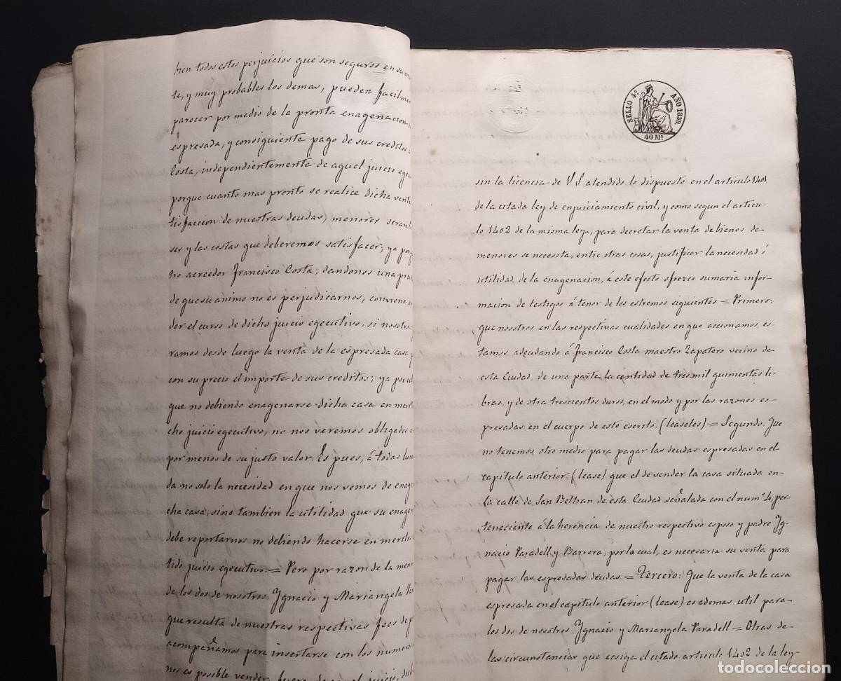 Manuscritos antiguos: DOCUMENTO DE VENTA JUDICIAL DE CASA EN BARCELONA EN 1859 - Foto 3