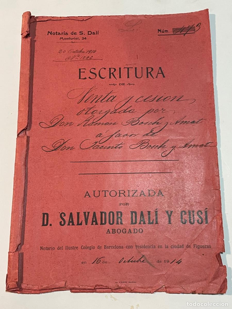 Manuscritos antiguos: NOTAR&Iacute;A DE D. SALVADOR DAL&Iacute; Y CUS&Iacute; CON AUTOGRAFO ORIGINAL 1914, ESCRITURA,10 PAG, 22,5X32CM