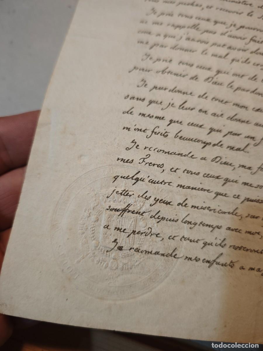 Manuscritos antiguos: manuscrito &Uacute;ltimo testamento de Luis XVI en la prisi&oacute;n de Temple - Foto 5