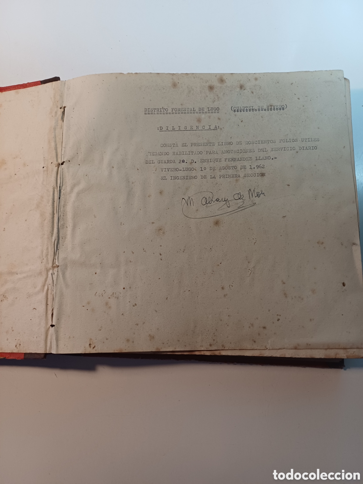 Manuscritos antiguos: Libro manuscrito de informes diarios y anotaciones de un guardia forestal 1962 - 1975 Distrito Lugo