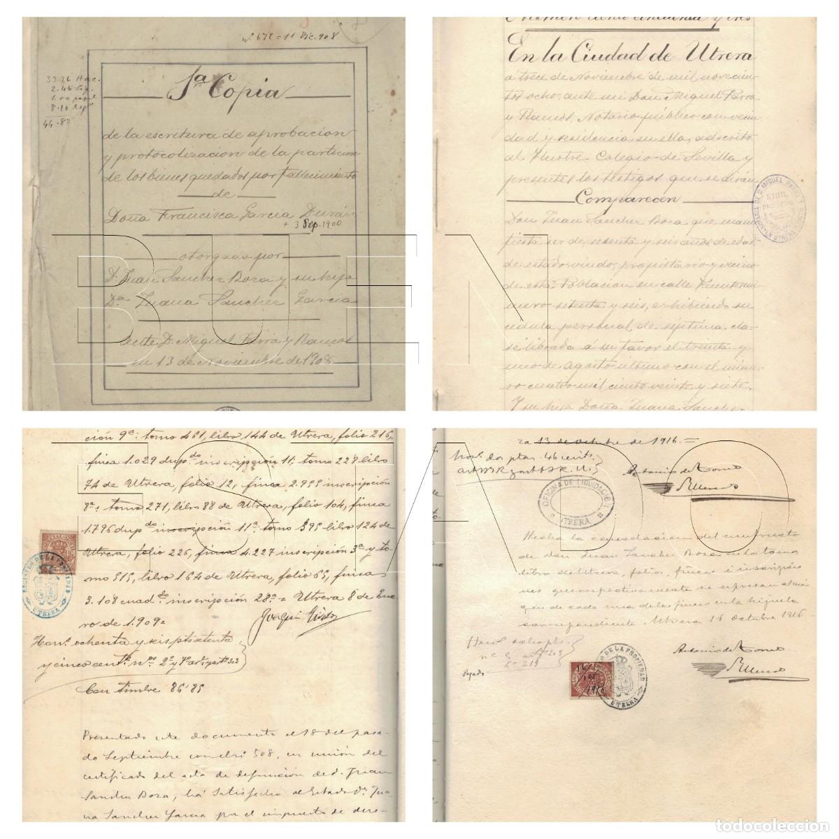 Manuscritos antiguos: UTRERA SEVILLA RANCHO DE ESPINOSA FUENTE DE LA MAZA MANUSCRITO 1916 74 PGS LG27
