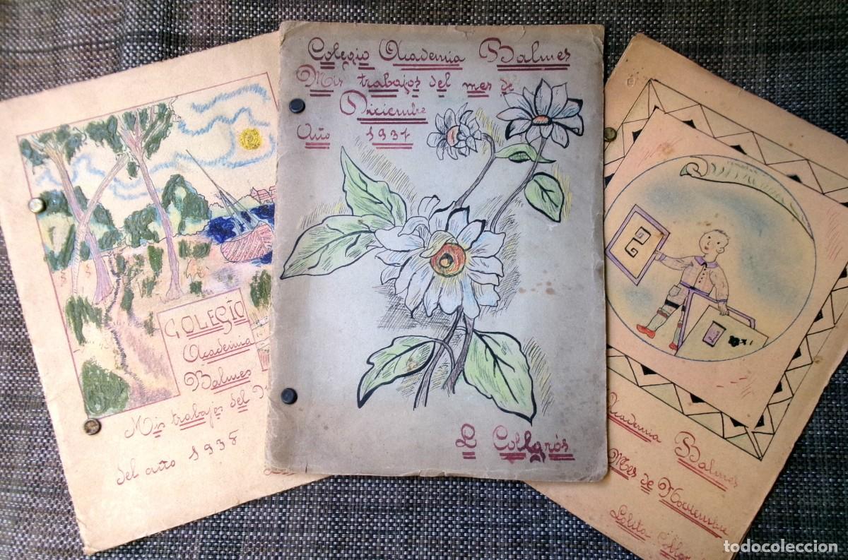 Manuscritos antiguos: 3 CUADERNOS ESCOLARES COLEGIO ACADEMIA BALMES 1937-1938