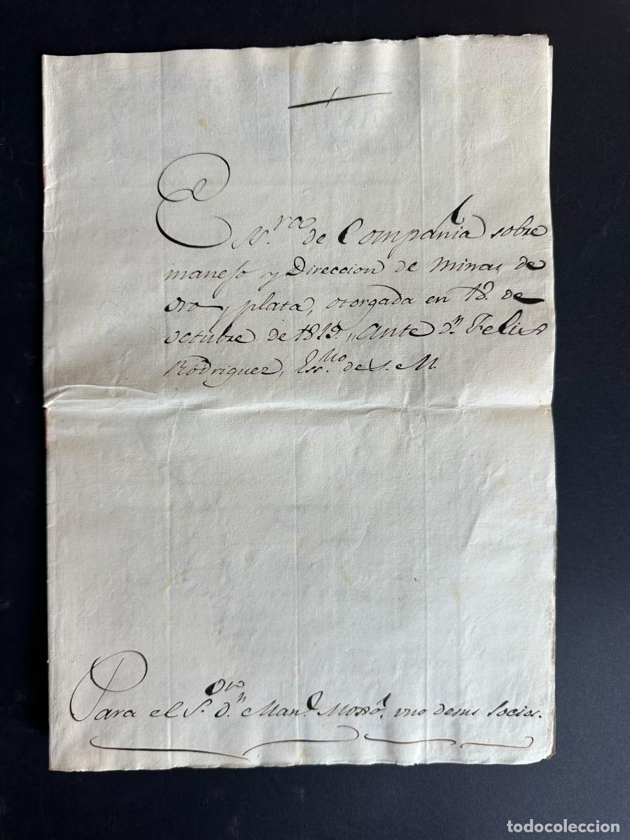 Manuscritos antiguos: a&ntilde;o 1819 - CONCESION DE UNAS MINAS DE ORO Y PLATA EN VALENCIA - LA LLOSA - LLOMBAY - XIXONA - XATIVA