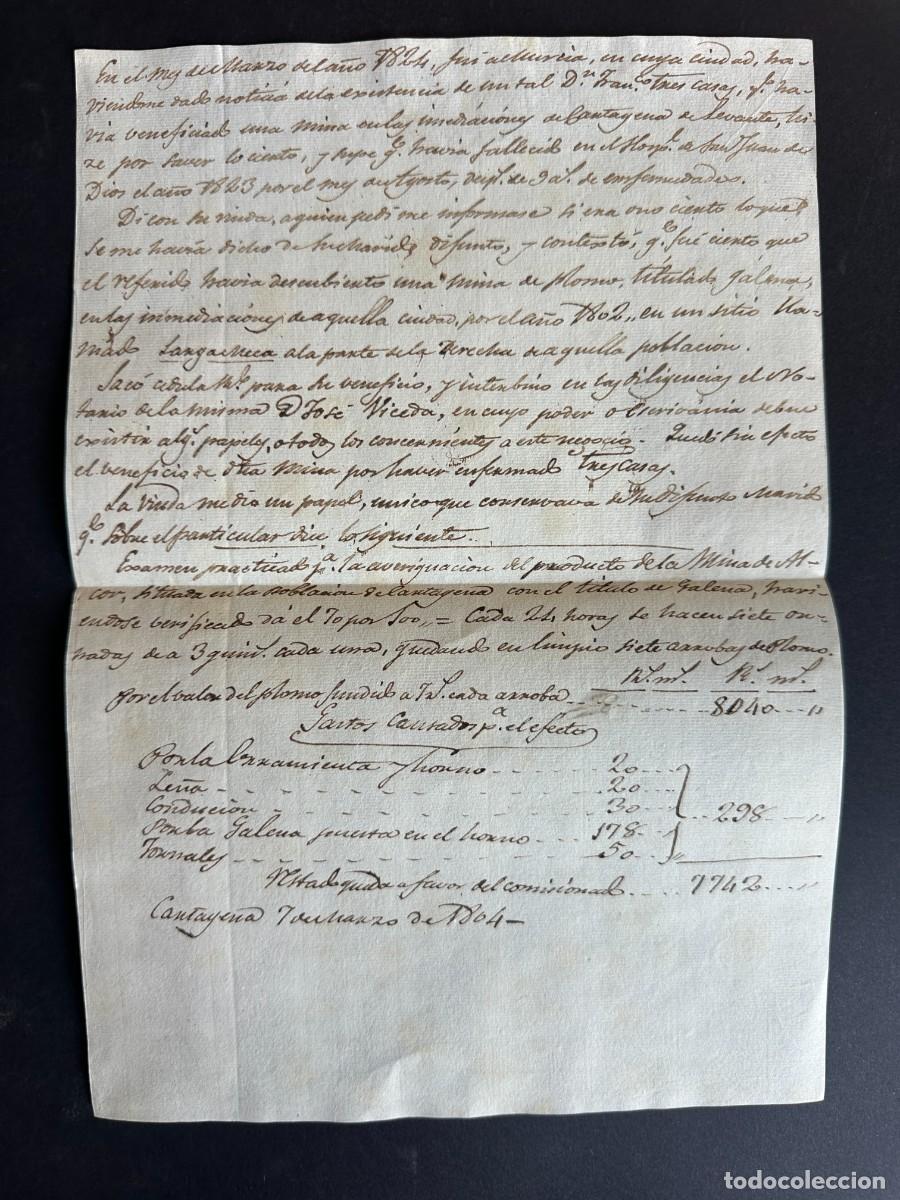 Manuscritos antiguos: a&ntilde;o 1824 - DATOS SOBRE UNA MINA DE PLOMO DESCUBIERTA EN CARTAGENA - LA GALENA -