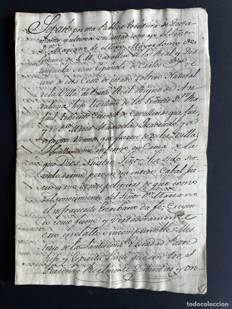 Manuscritos antiguos: a&ntilde;o 1821 - ESCRITURA DE TESTAMENTO DE MARIANO DE MOXO, MAYORDOMO DE S.M. - PUERTO DE SANTA MARIA
