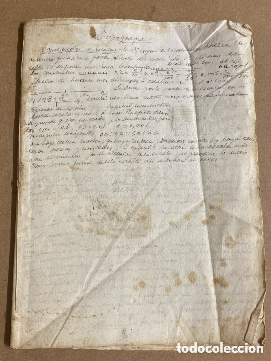 Manuscritos antiguos: Manuscrito antiguo de Topograf&iacute;a y Geometr&iacute;a Aplicada con numerosos dibujos t&eacute;cnicos