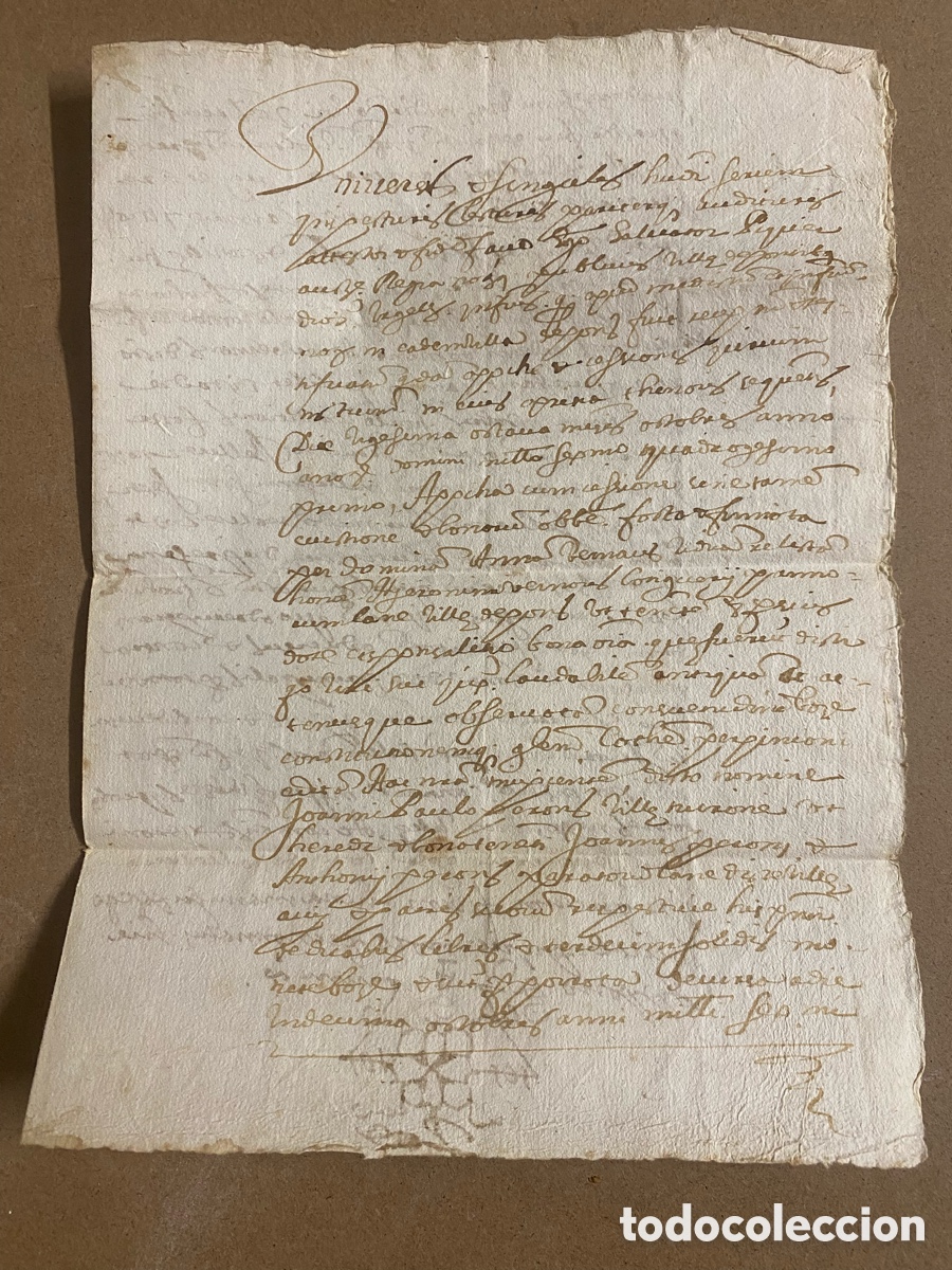 Manuscritos antiguos: &Aacute;poca Notarial de 1643 Carta de Pago en Lat&iacute;n Manuscrito del Siglo XVII
