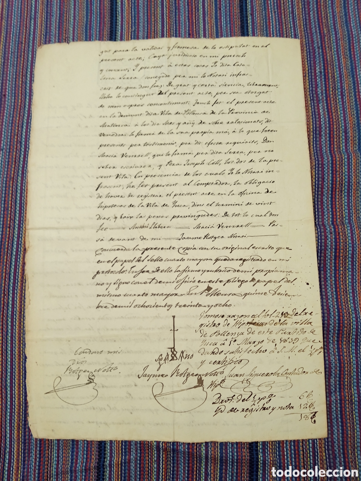Manuscritos antiguos: DOCUMENTO 1838 DOS HOJAS MALLORCA POLLENSA POLLEN&Ccedil;A - Foto 2