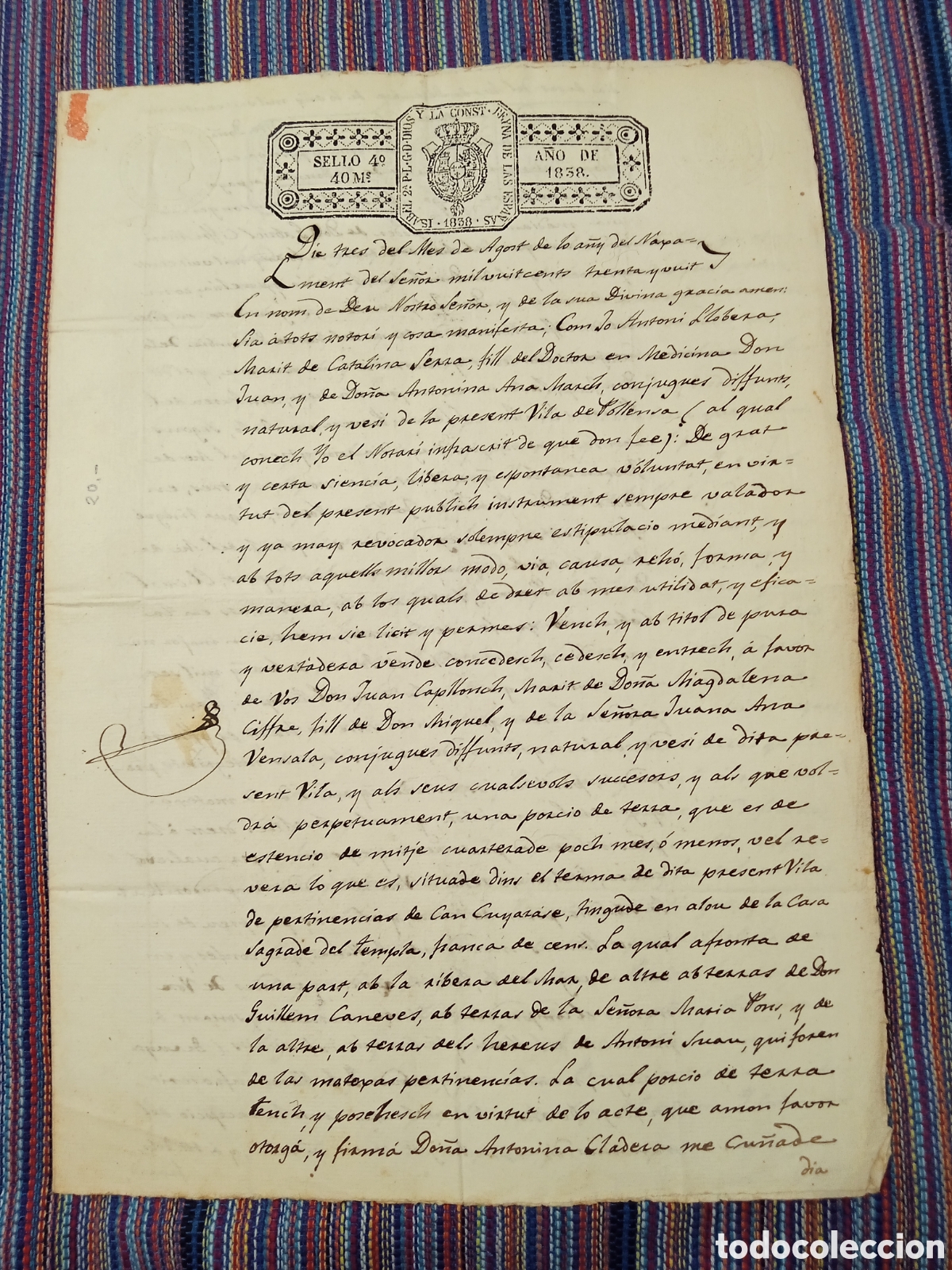 Manuscritos antiguos: DOCUMENTO 1838 DOS HOJAS MALLORCA POLLENSA POLLEN&Ccedil;A