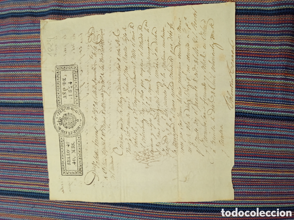 Manuscritos antiguos: DOCUMENTO 1824 UNA HOJA PALMA DE MALLORCA SOBRE UNA CERTIFICACI&Oacute;N BONITAS FIRMAS