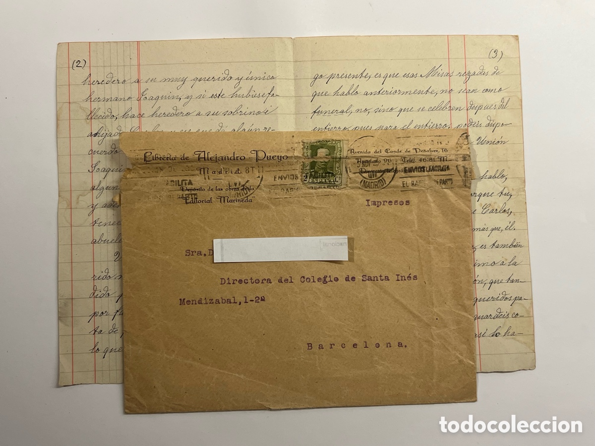 Manuscritos antiguos: BARCELONA. Uso y buen reparto de mis bienes tras mi muerte.. Plegarias. Misas, Rogativas (h.1910?)