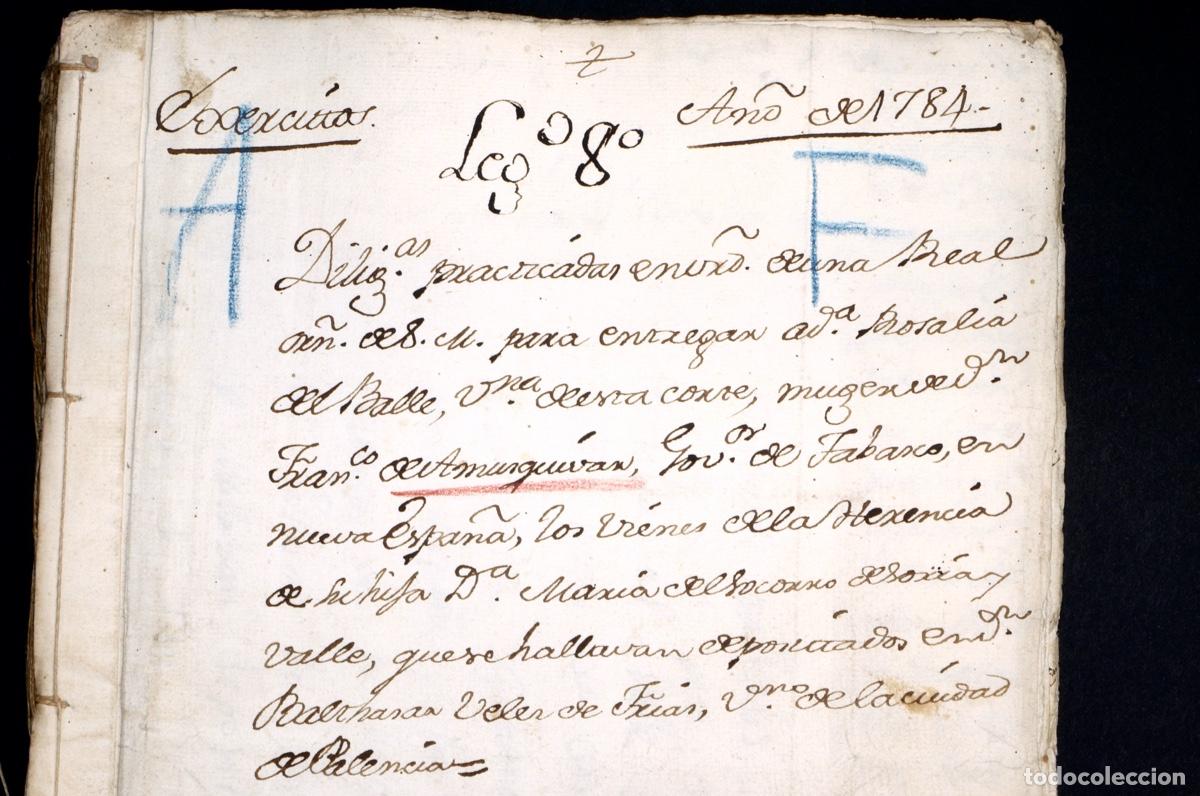 Manuscritos antiguos: ENTREGA DE BIENES A LA MUJER DE FCO. DE AMUZQUIBAR, GOBERNADOR DE TABASCO NUEVA ESPA&Ntilde;A. MADRID 1784
