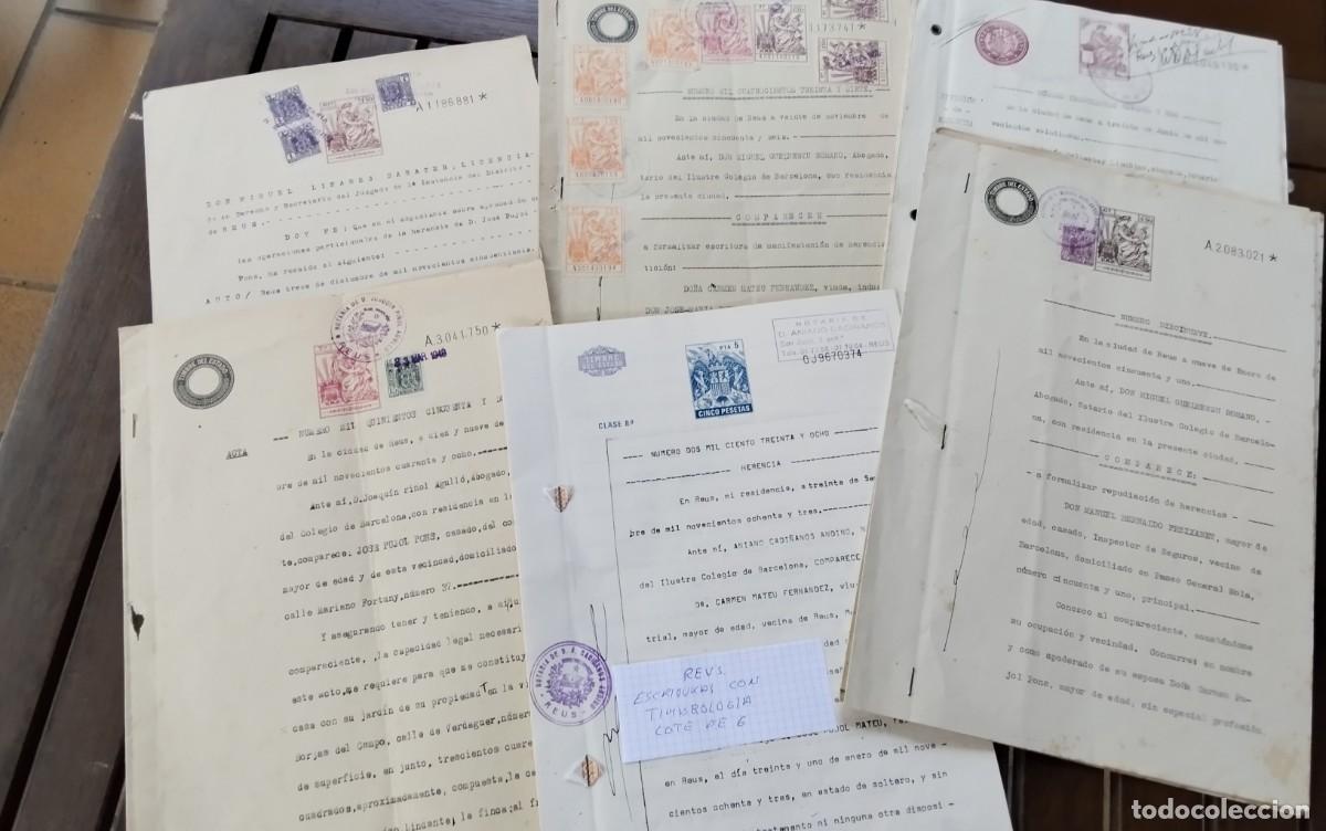 Manuscritos antiguos: REUS , LOTE DE 6 ESCRITURAS Y DOCUMENTOS CON TIMBROLOGIA