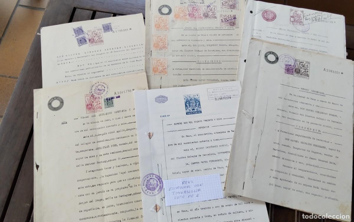 Manuscritos antiguos: REUS , LOTE DE 6 ESCRITURAS Y DOCUMENTOS CON TIMBROLOGIA - Foto 2