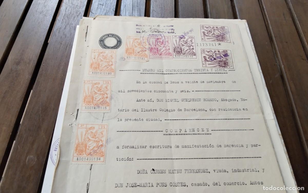 Manuscritos antiguos: REUS , LOTE DE 6 ESCRITURAS Y DOCUMENTOS CON TIMBROLOGIA - Foto 8