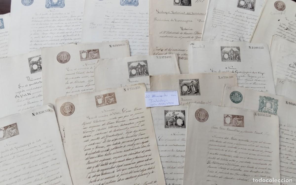 Manuscritos antiguos: LOTE DE AAPROX. 20 MANUSCRITOS CON TIMBROLOGIA , VER COMPOSICION