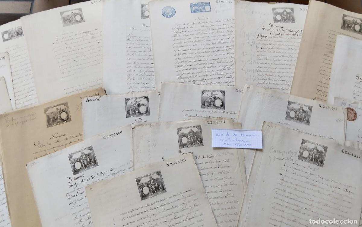Manuscritos antiguos: LOTE DE 20 MANUSCRITOS CON TIMBROLOGIA A&Ntilde;OS 1880/1900 VER COMPOSICION