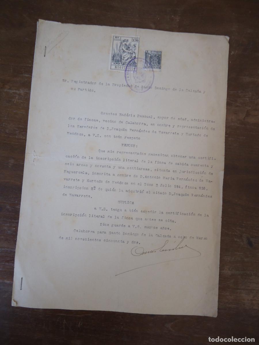 Manuscritos antiguos: Santo Domingo de la Calzada. La Rioja. 1952. Timbres, sellos.