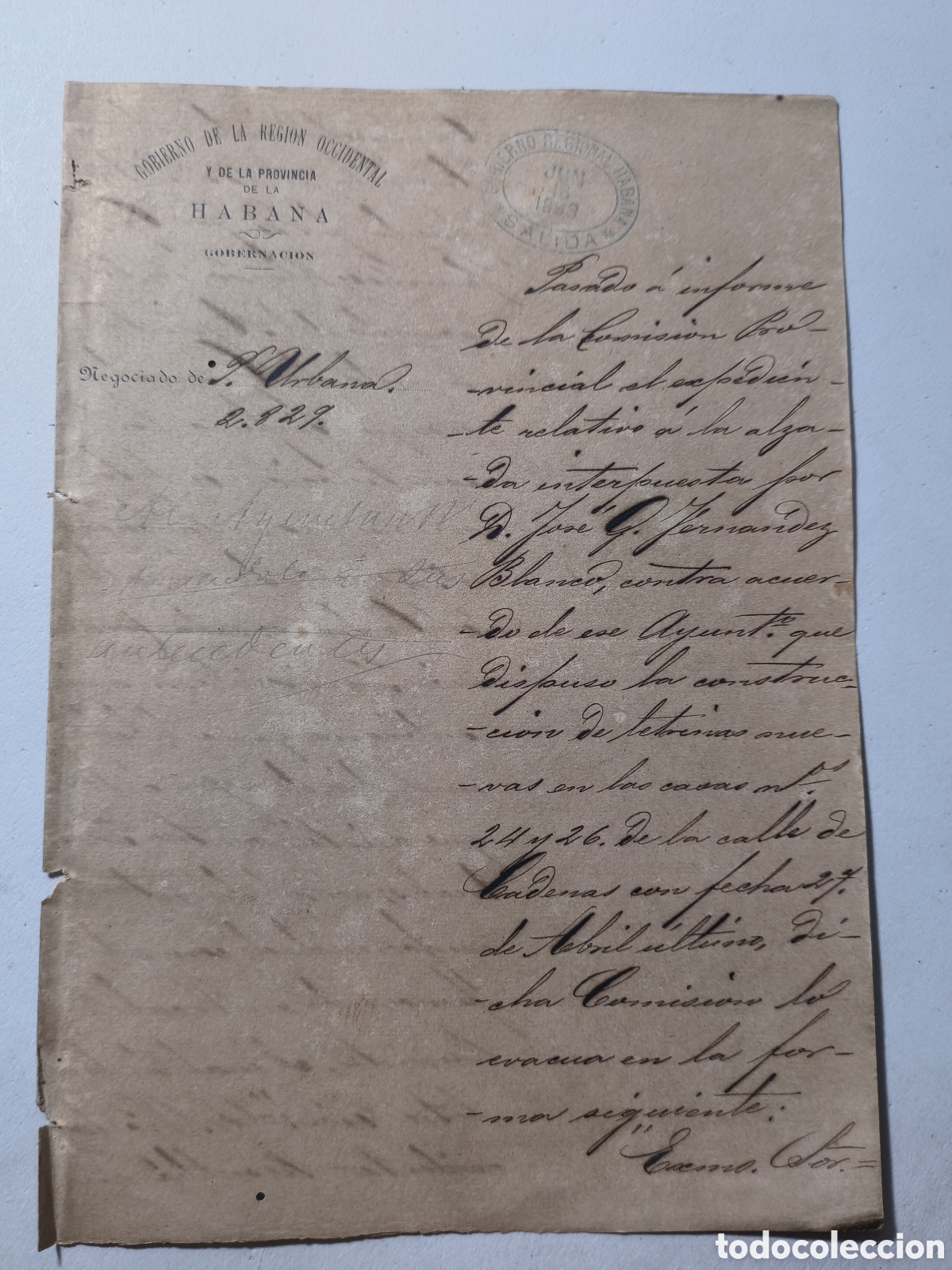 Manuscritos antiguos: Cuba espa&ntilde;ola, instrucci&oacute;n del gobierno regi&oacute;n occidental y provincia Habana,a&ntilde;o 1893