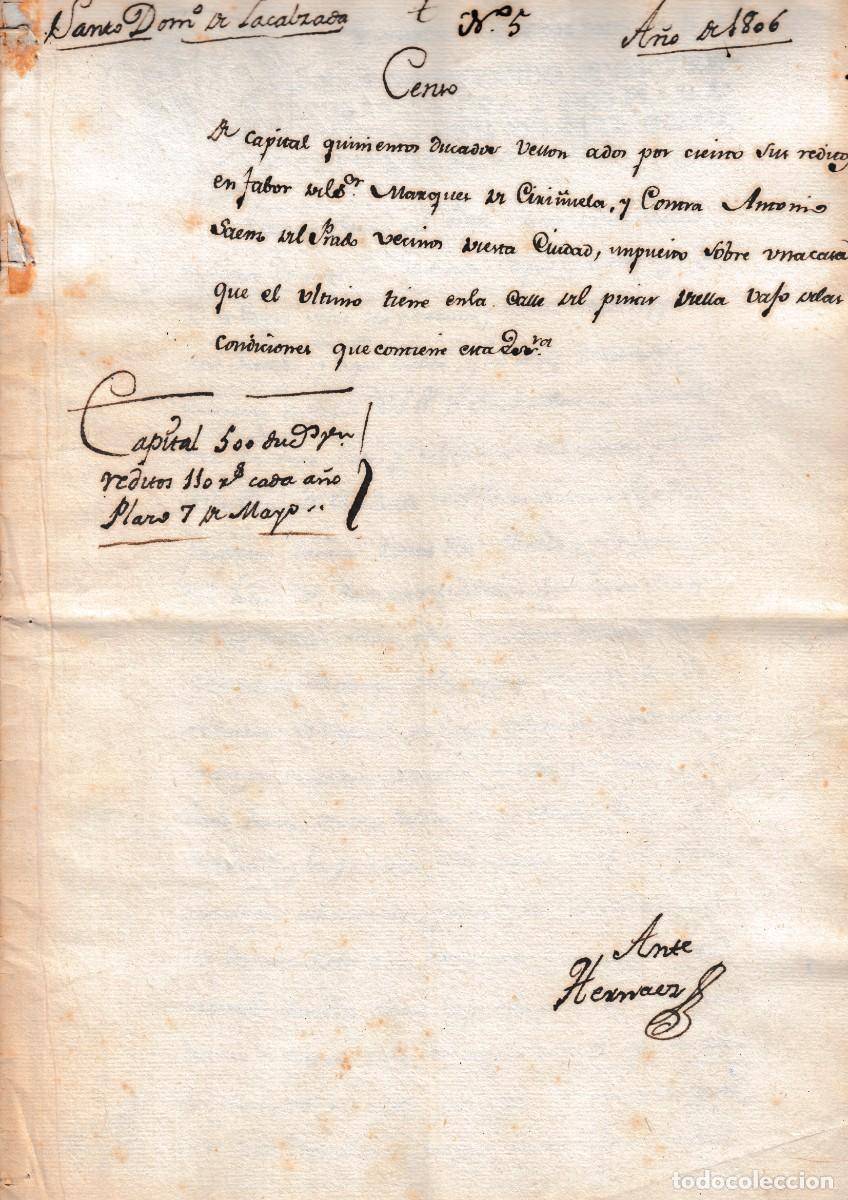 Manuscritos antiguos: 1806 STO DOMINGO DE LA CALZADA SELLO FISCAL 2&ordm; CENSO A FAVOR DE MARQUESES DE CERI&Ntilde;UELA