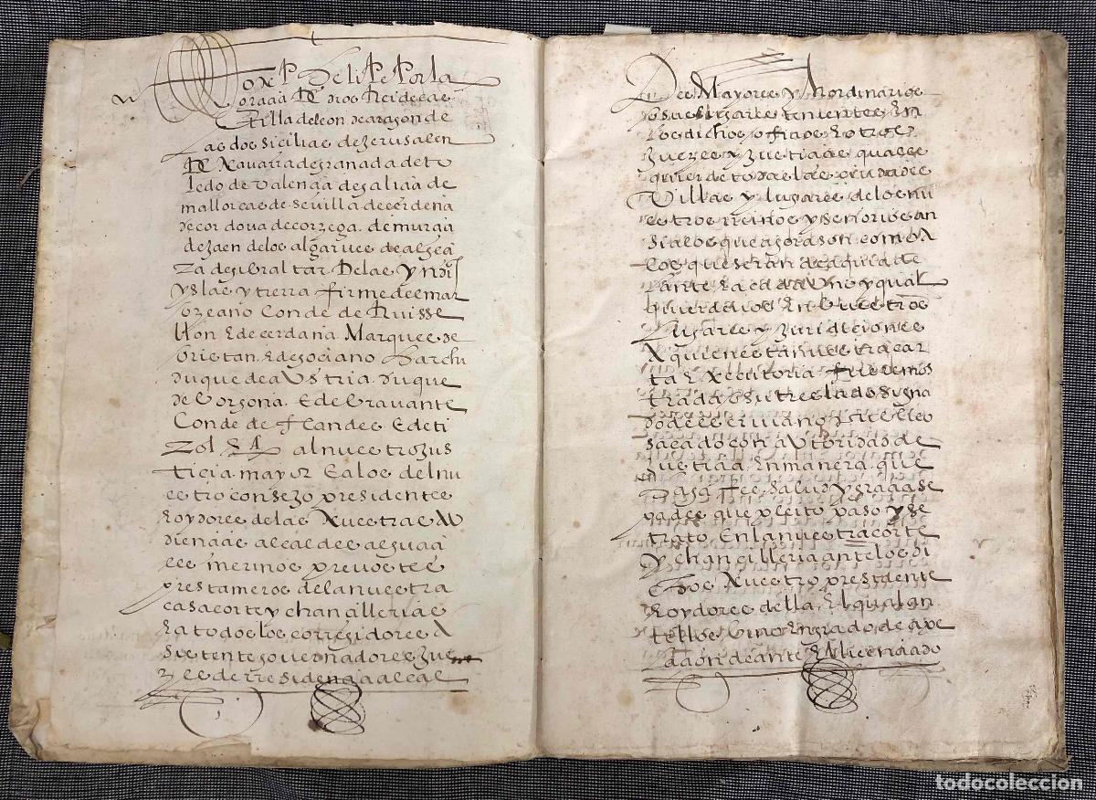 Manuscritos antiguos: EJECUTORIA REY FELIPE II SOBRE POSESION TRANSMISION Y SUCESION DE MAYORAZGO. VALDERRABANO, 1580