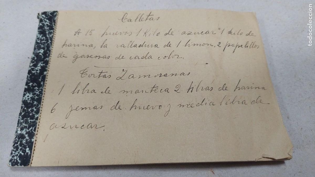 Manuscritos antiguos: Libreta de quina Vital Moriles con 12 recetas de postres manuscritas